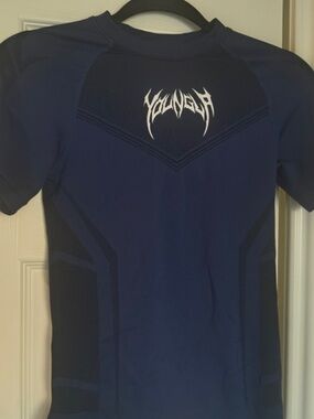 YoungLA Navy Blue Performance Tee with Contrast Panels